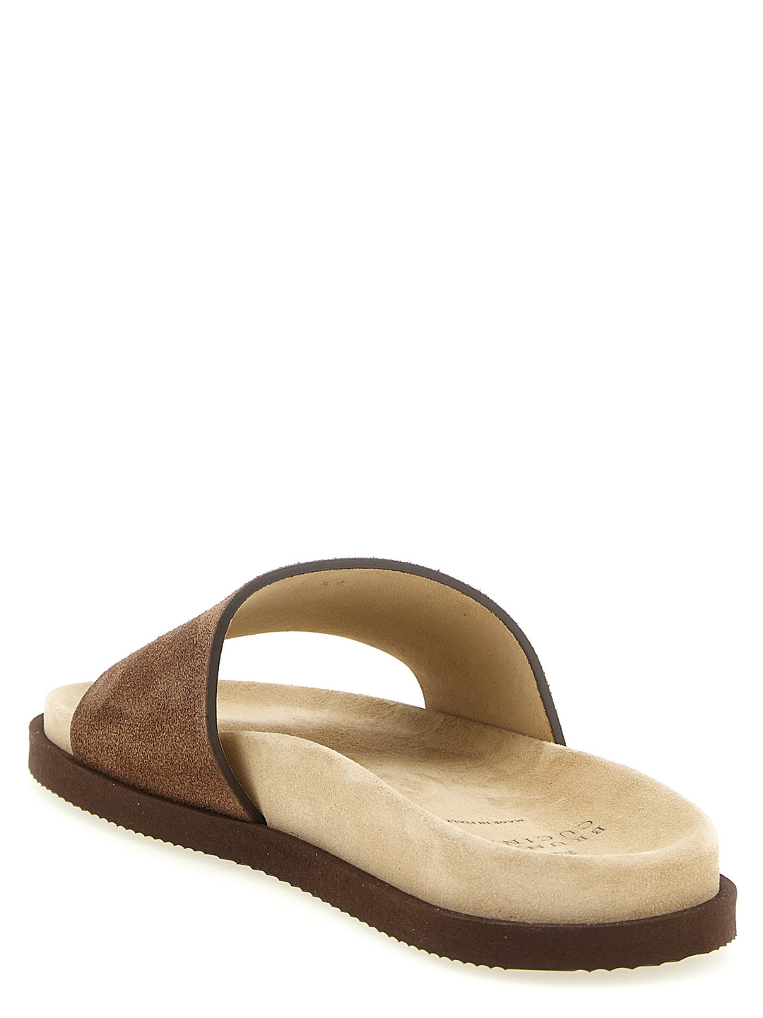 Brunello Cucinelli Suede Slides Sandali - Marrone | 649b6c2daf1d53e0260a47093ffadcfca0052bf8