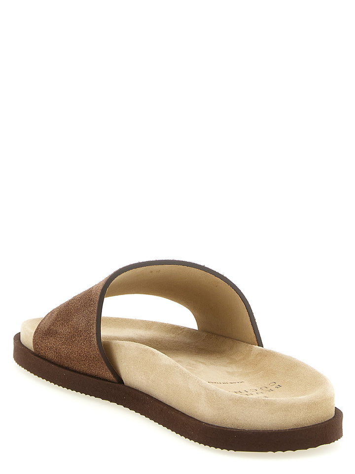 Brunello Cucinelli Suede Slides Sandali - Marrone | 649b6c2daf1d53e0260a47093ffadcfca0052bf8