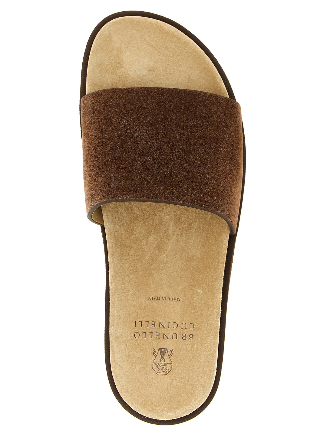 Brunello Cucinelli Suede Slides Sandali - Marrone | f460de159cac8b081730d0ffddd4c37ccf0f5ce8