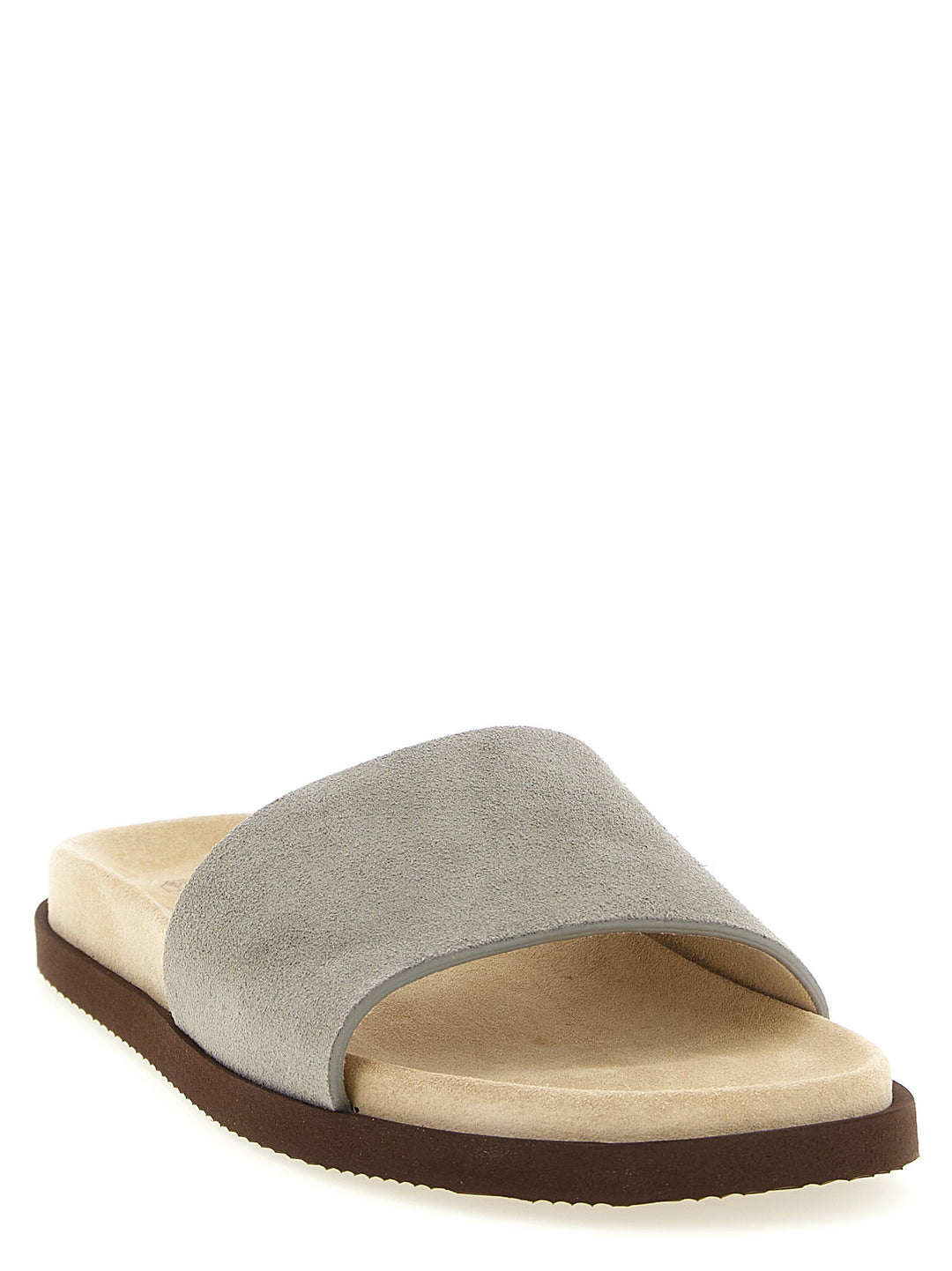 Brunello Cucinelli Suede Slides Sandali - Grigio | 0e600d92b9031f4159cac50f71f44e5699c6f1a8