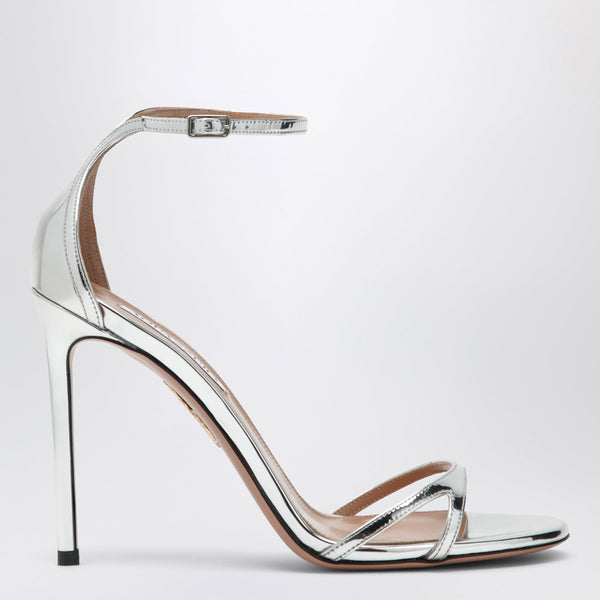 Nuda 85 Sandals In Silver Metallic Leather