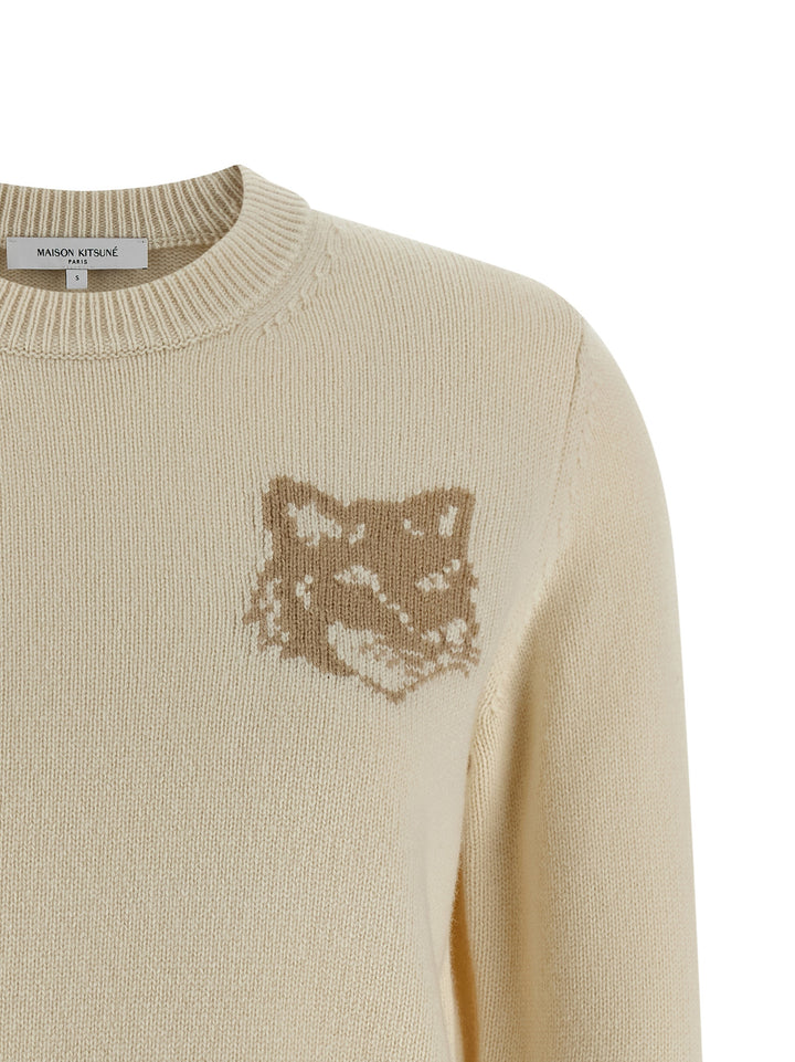 Maison Kitsune Fox Head Maglioni - Beige | 3091837598df76c958b45b6e81e3138c0a383629