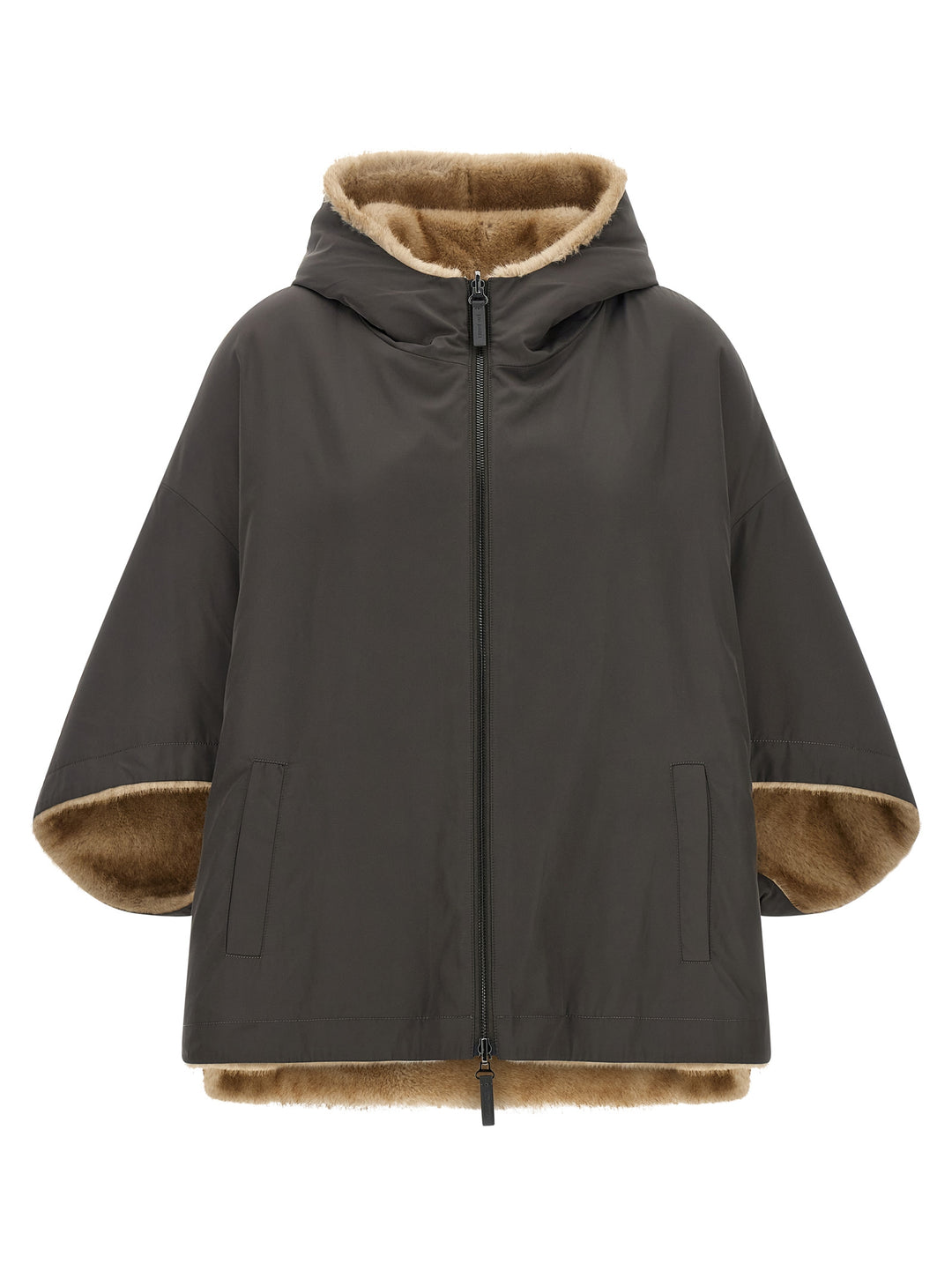 Lou Andrea Reversible Cape With Hood Mantelle - Grigio | 265f6a8d032f3d458ffba0995d3a8e53168845ba