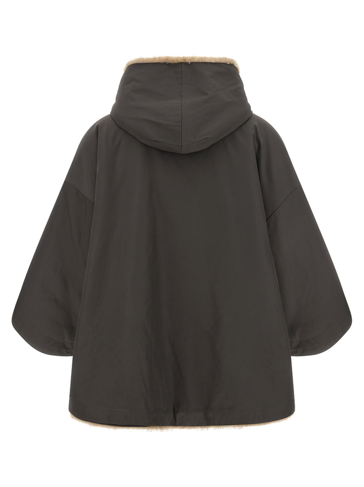 Lou Andrea Reversible Cape With Hood Mantelle - Grigio | 8e87349e1fdcf4cd0368a220749e1cea37b0f048