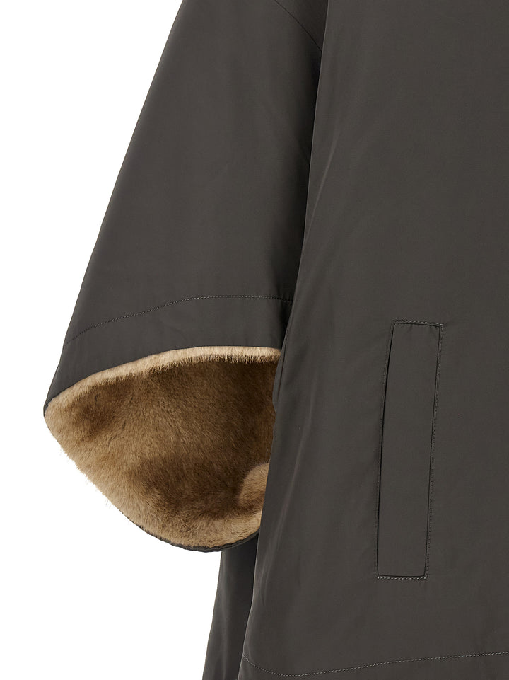 Lou Andrea Reversible Cape With Hood Mantelle - Grigio | b5b7d8e07ee6e1f3a79af69794dbc09fcfe29fd5