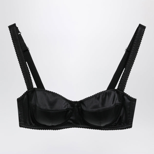 Soutien-gorge balconnet en satin de soie stretch, noir