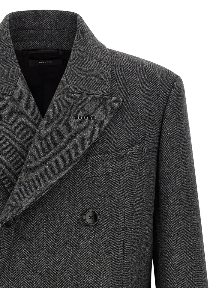 Tom Ford Double-Breasted Coat Trench e Impermeabili - Grigio | a5fe63d6b3f95e51042fc9226ea16271de0a1690