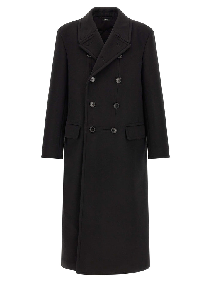 Tom Ford Luxury Melton Db Officer Trench e Impermeabili - Nero | 0f85f9443d87349590912393d9080d6589fc35c6