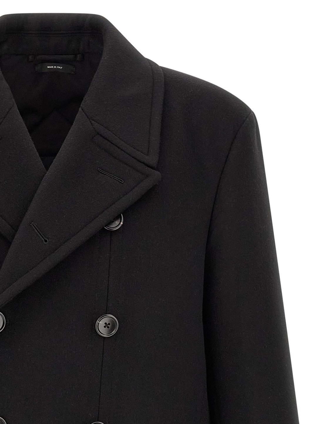 Tom Ford Luxury Melton Db Officer Trench e Impermeabili - Nero | 8720143460de18cd2b67ca250e0bbb054584b5ec