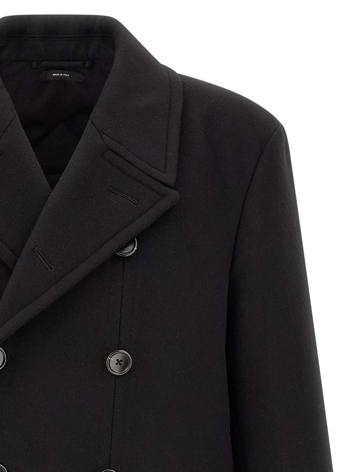 Tom Ford Luxury Melton Db Officer Trench e Impermeabili - Nero | 8720143460de18cd2b67ca250e0bbb054584b5ec
