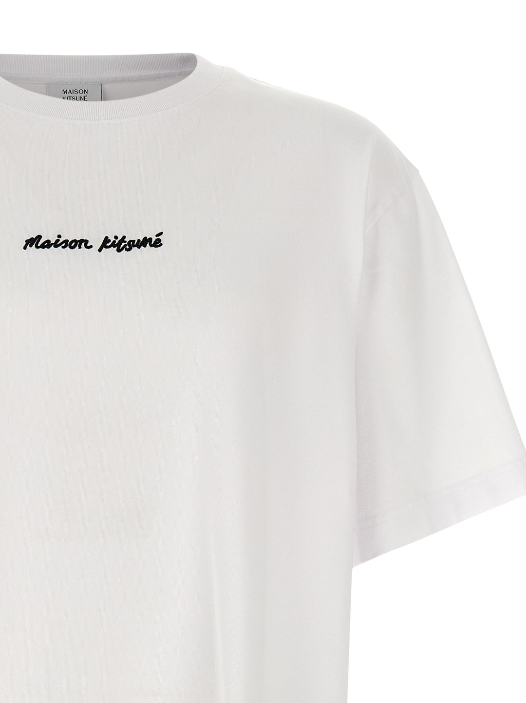 Maison Kitsune Logo Embroidery T shirt - Bianco | 442c59f1c325c01c3c8f252a559667cb30239087
