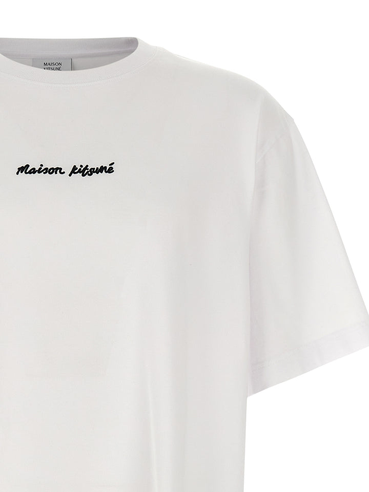Maison Kitsune Logo Embroidery T shirt - Bianco | 442c59f1c325c01c3c8f252a559667cb30239087