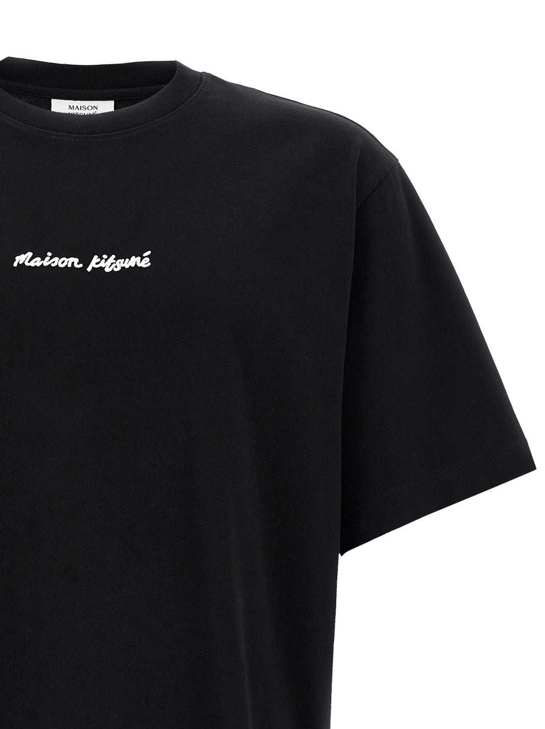 Maison Kitsune Logo Embroidery T shirt - Nero | 185c2a4c334c740981a6f2e0124fba30161827a5