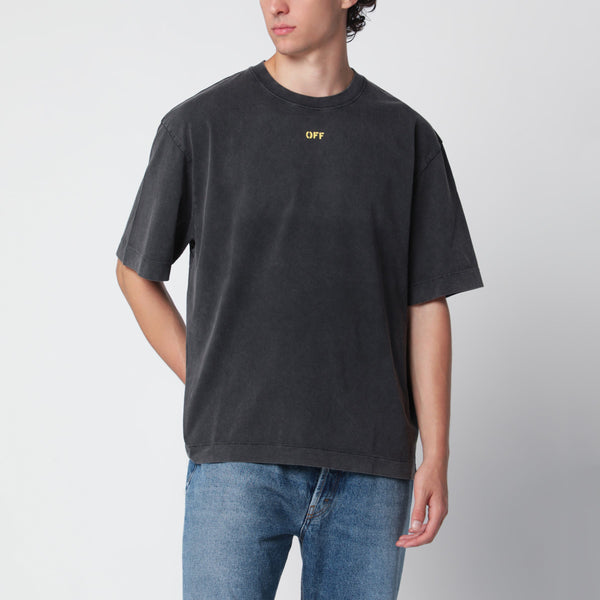 Off-White Washed Black T-Shirt With Off Logo