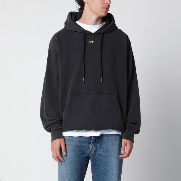 Washed Black Hoodie With Off Logo