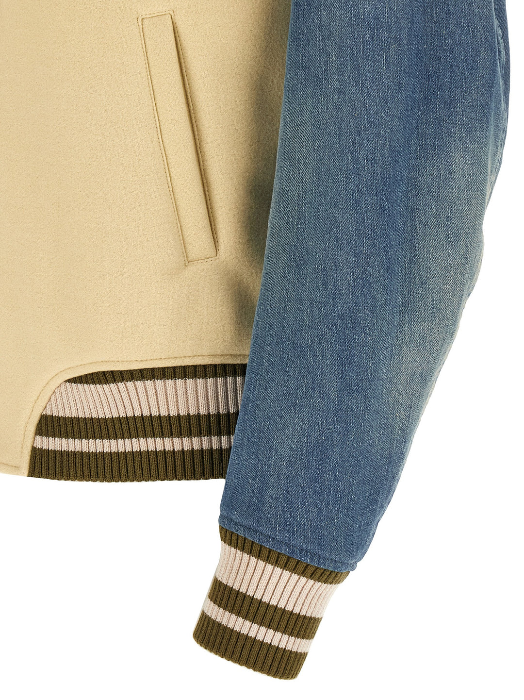 Off-White Gothic Wool Denim Varsity Puffer Jackets - Multicolor | 1132e5155c9d5f3d3dd518a93ce3d67e4636726f