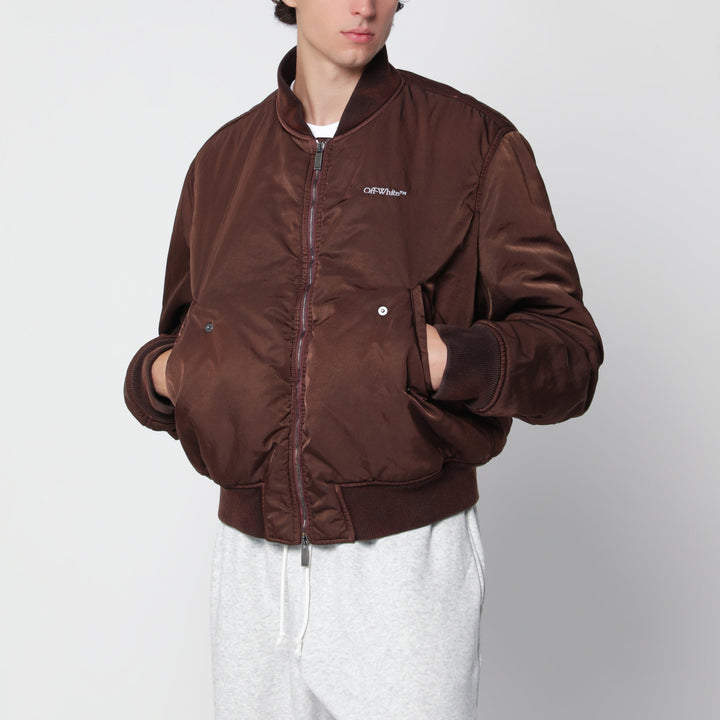 Off-White Con Zip In Tessuto Tecnico Marrone