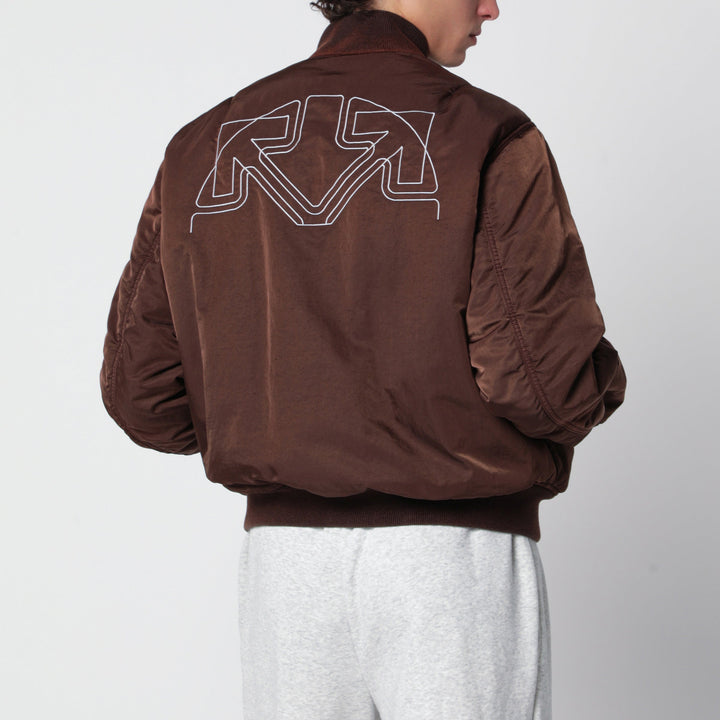 Off-White Con Zip In Tessuto Tecnico Marrone