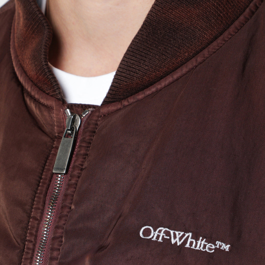 Off-White Con Zip In Tessuto Tecnico Marrone