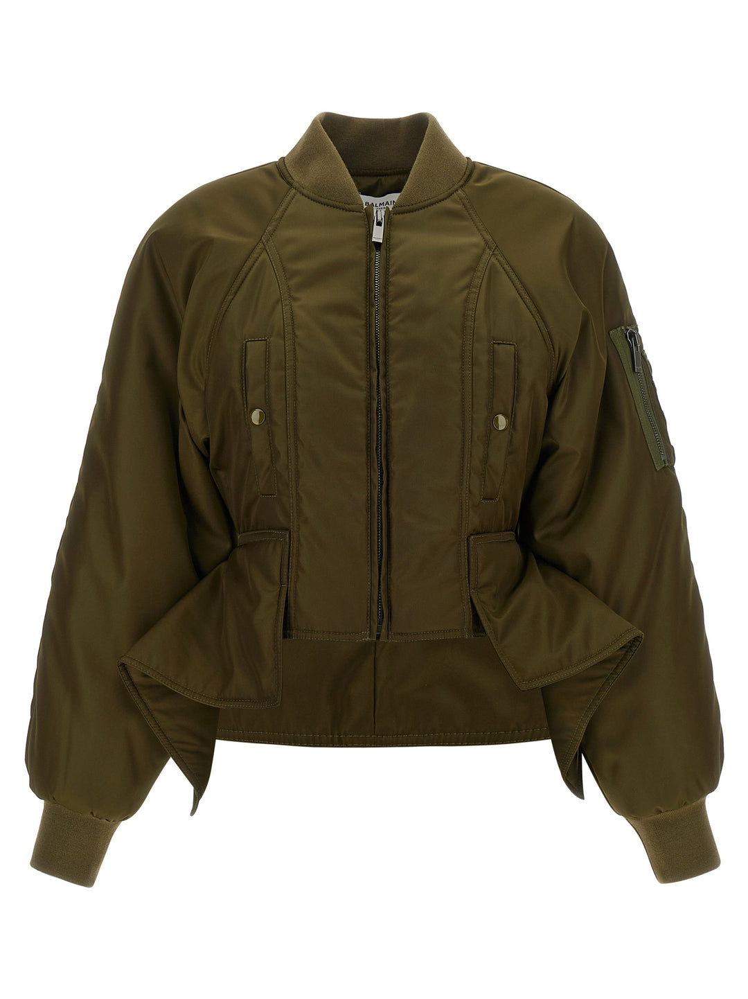 Balmain Iconica Nylon Bomber Jacket Puffer Jackets - Verde | ab0ed1fae62e16bf410debe5ee149a903468de9d