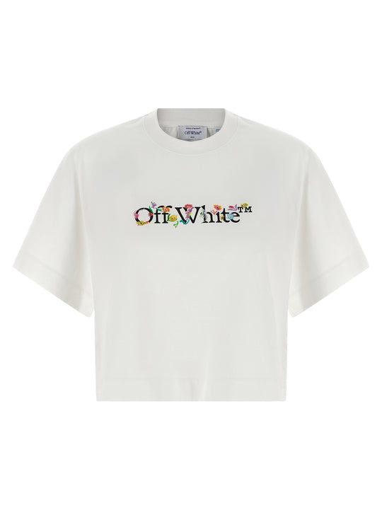 Bookish Glowing Flower T Shirt Bianco