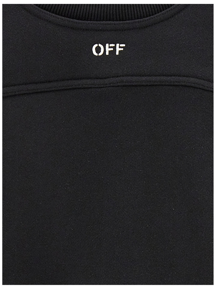 Off-White Cropped Felpe - Bianco/Nero | 25da4b9d54ad56a2d6100da58f329c95d1929350