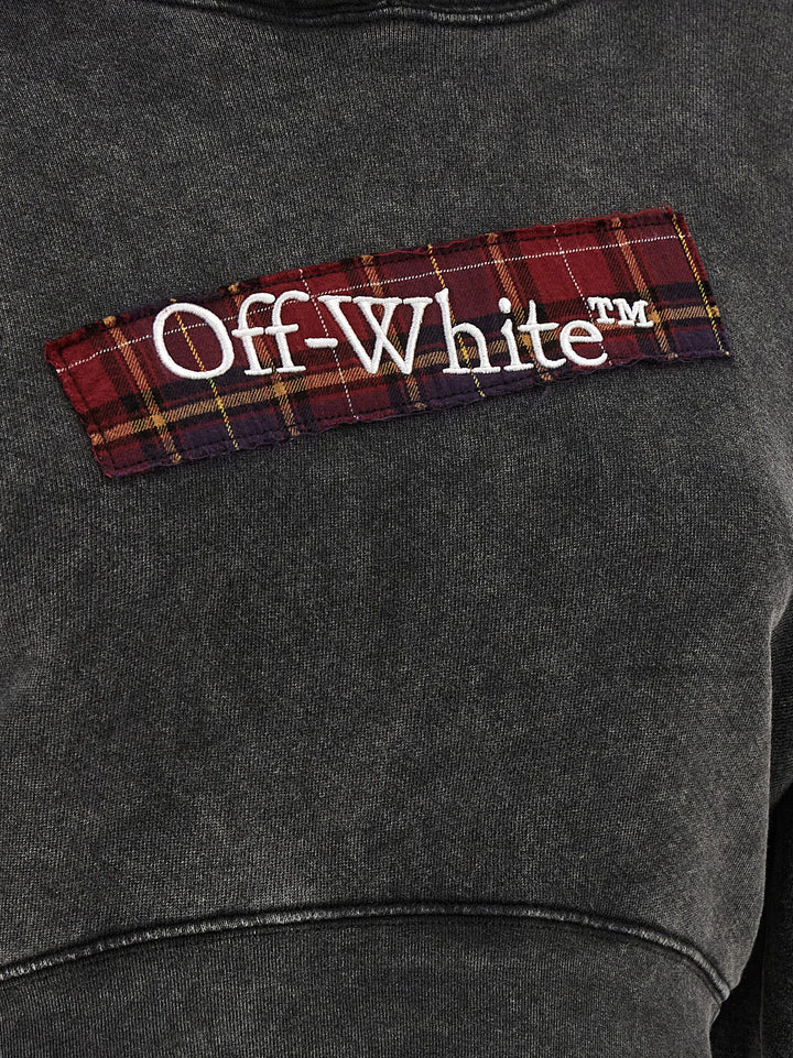 Off-White Check Flan Bookish Felpe - Grigio | 6070b2626e9ed47a1b8b240eafca6cf8aaf54c80