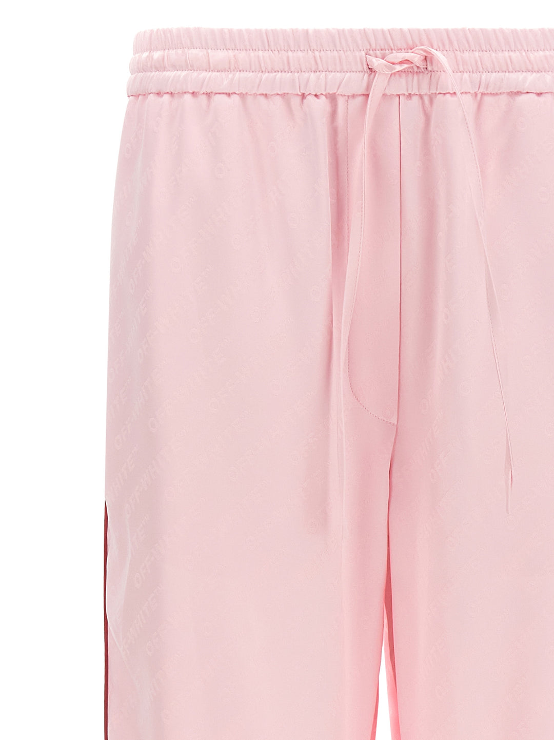 Off-White Jacquard Satin Pajama Pantaloni - Rosa | fa703a8711d59b2b0dae8eaeb2ac41b9aa462d94