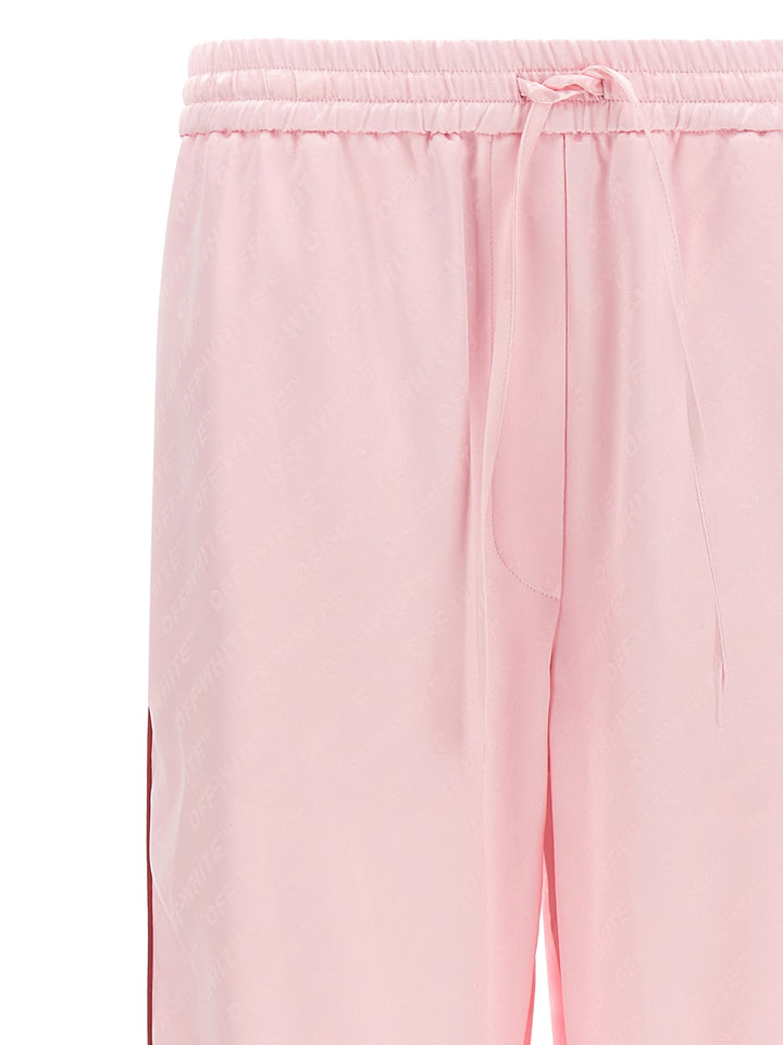 Off-White Jacquard Satin Pajama Pantaloni - Rosa | fa703a8711d59b2b0dae8eaeb2ac41b9aa462d94