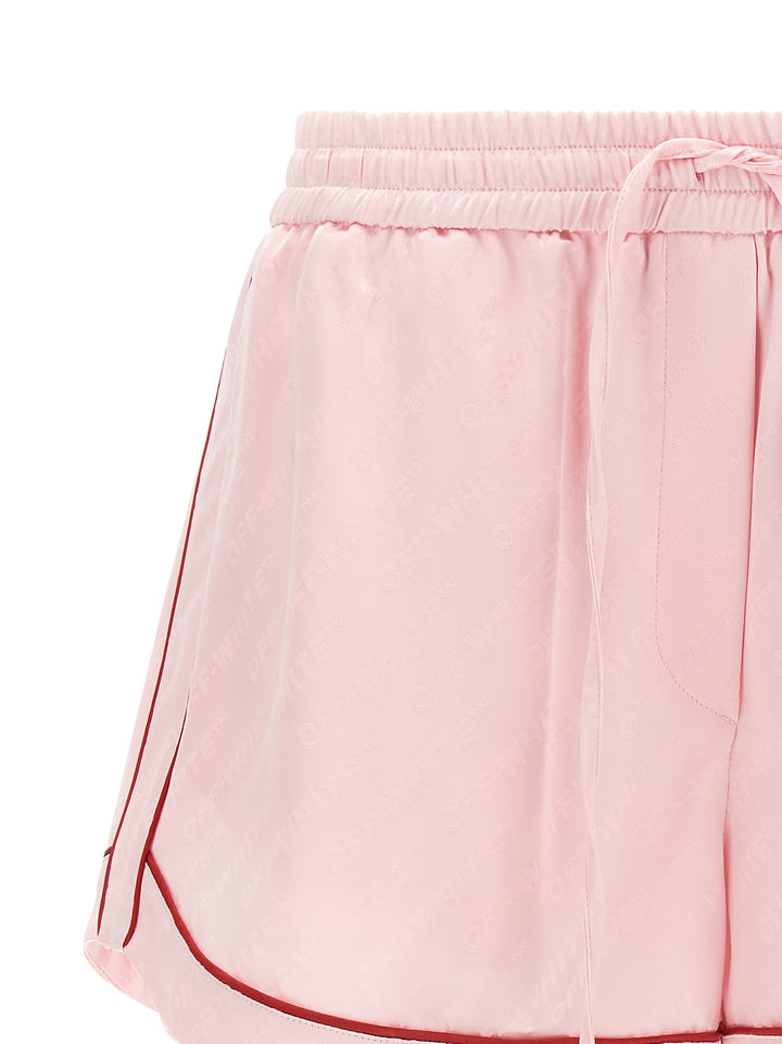 Off-White Jacquard Satin Pajama Bermuda e Short - Rosa | 8edddf991287b6cd851a19290ecd2f820adba191