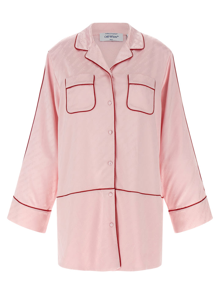 Off-White Jacquard Satin New Roxy Pajama Camicie - Rosa | 2100a2265892054eb1cfea3afcdd691e3f8de80b