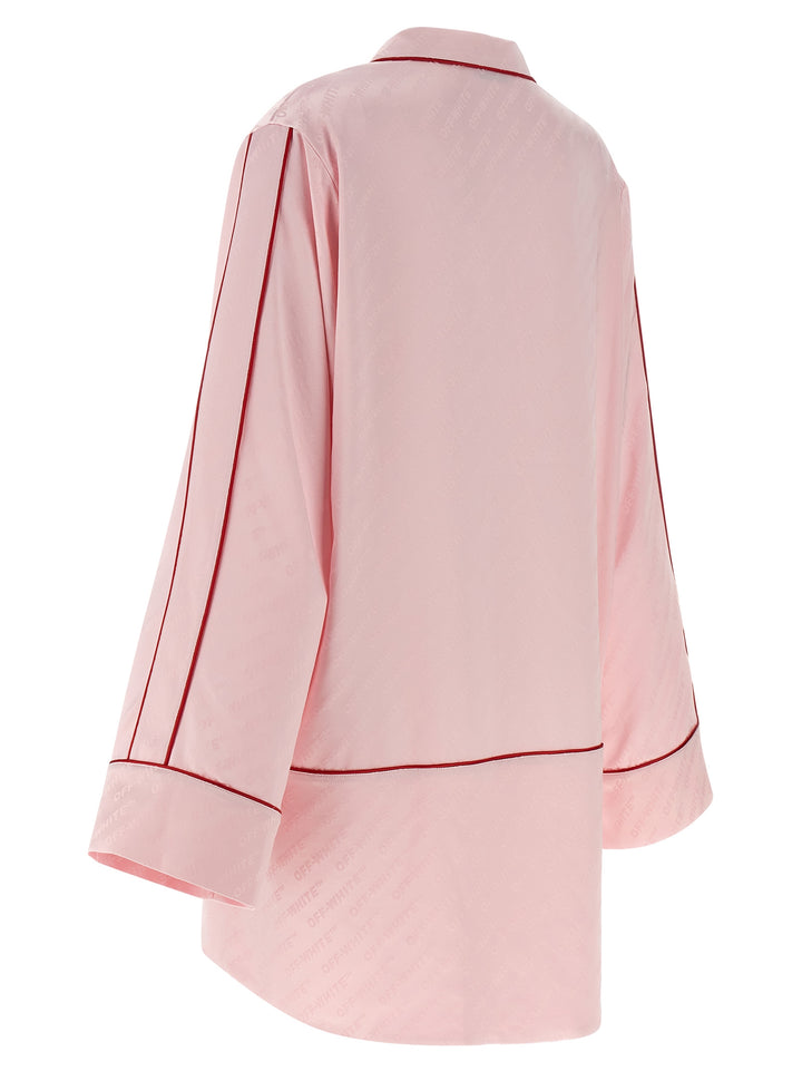 Off-White Jacquard Satin New Roxy Pajama Camicie - Rosa | 54e95b79336067050633e2c11f6fe8b6c468d950