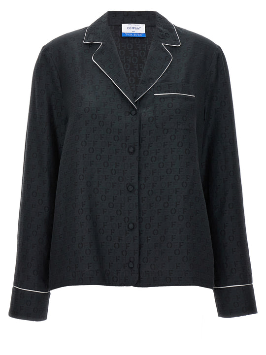 Off Jaquard Pajama Camicie Nero