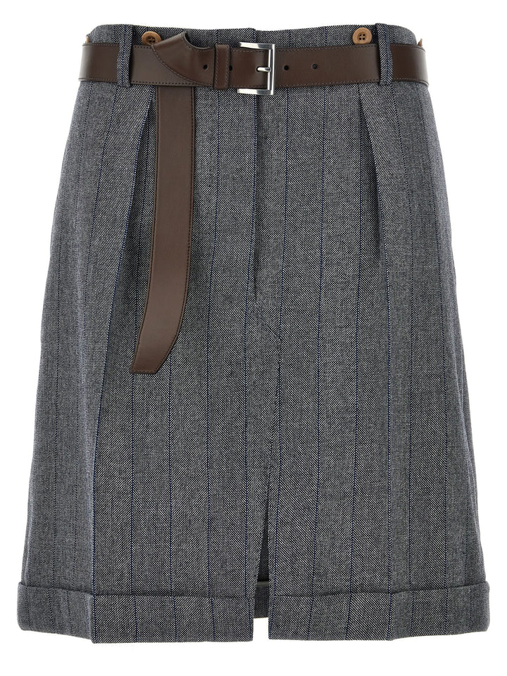 Prada Striped Wool Skirt Gonne - Grigio | 5d27c38226c7f627f7ebfe084afe7462ede81b69