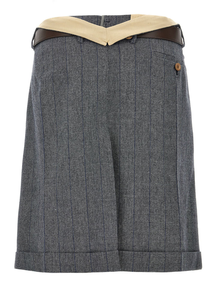 Prada Striped Wool Skirt Gonne - Grigio | 39fe646e780eb2db26b75e9fdc323b079f6544e4