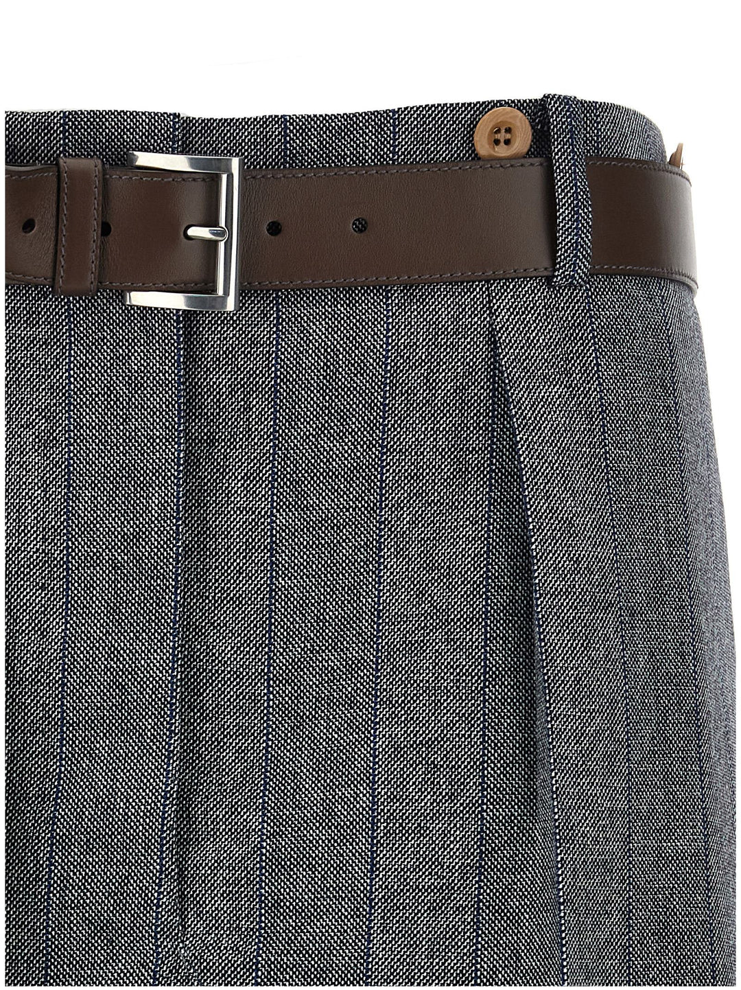 Prada Striped Wool Skirt Gonne - Grigio | a388f46d2572409afc61de60832442203f4e32e6