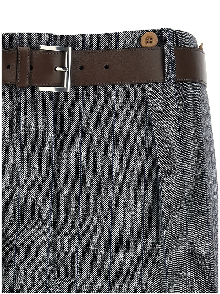 Prada Striped Wool Skirt Gonne - Grigio | a388f46d2572409afc61de60832442203f4e32e6