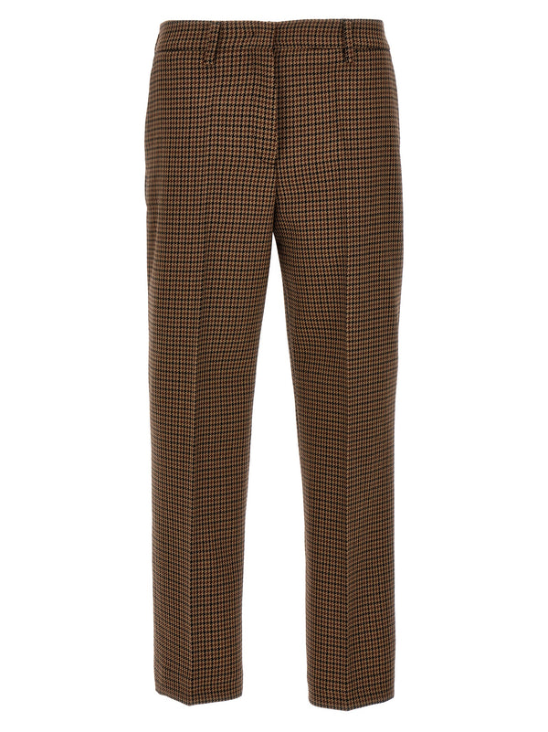 Houndstooth Pantaloni Marrone
