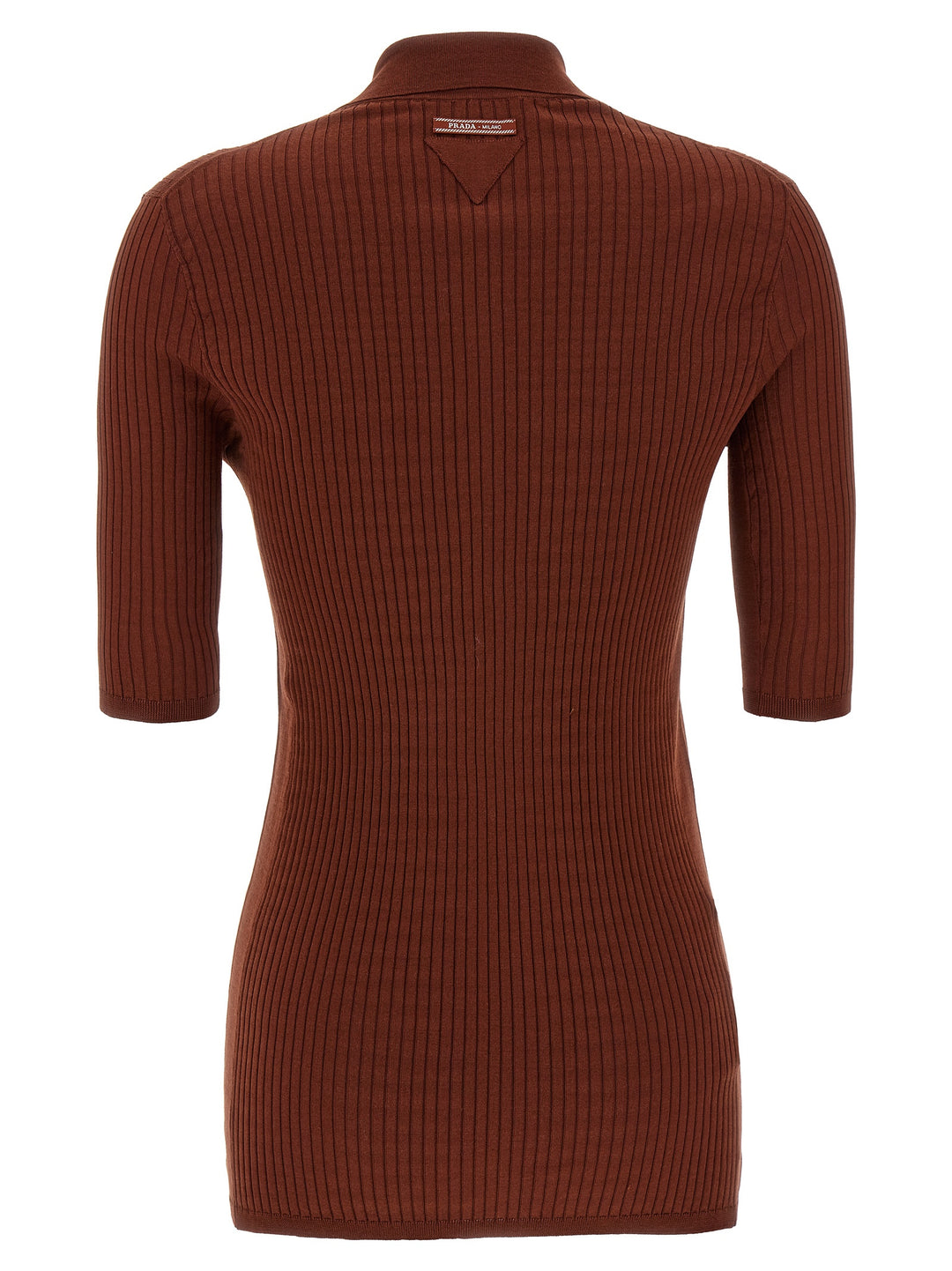 Prada Ribbed  Shirt Polo - Marrone | 92c5fe9f39a231358650055cfc22b6d757159f1c