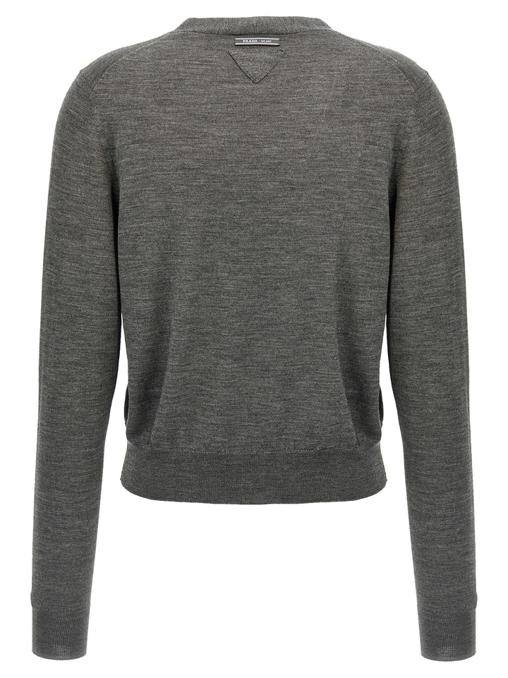 Prada Wool Cardigan Maglioni - Grigio | b5847c891cd6446cd289473df12fdbe8767a4b7b