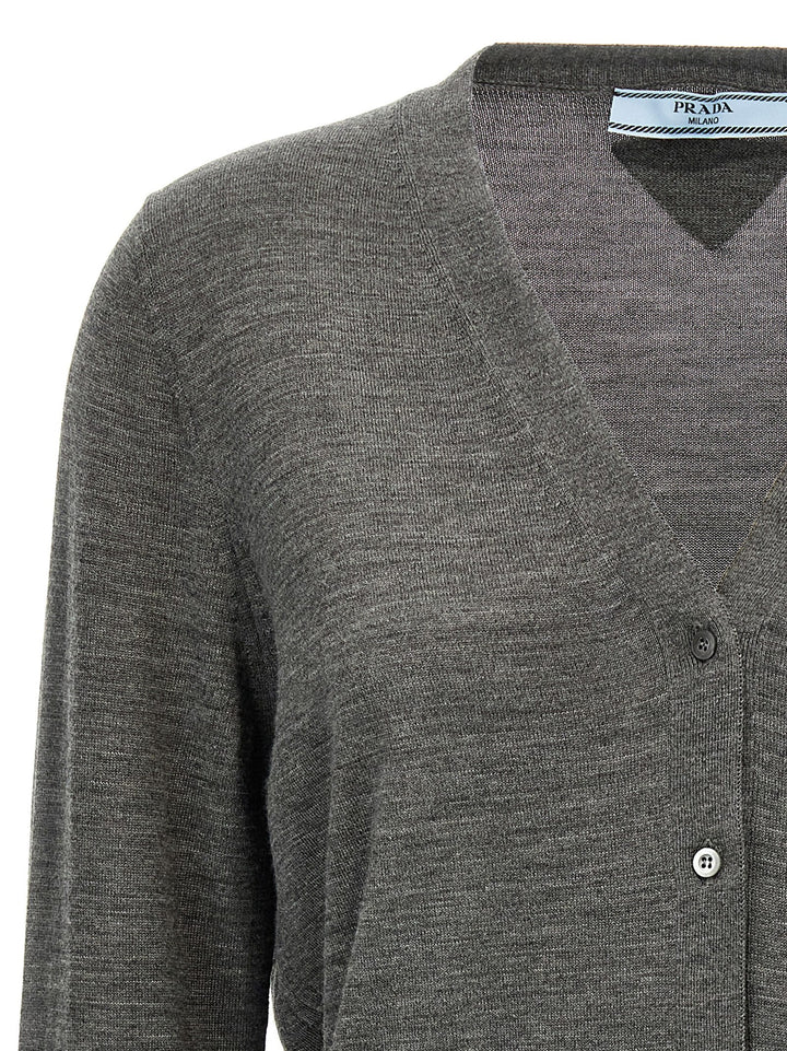 Prada Wool Cardigan Maglioni - Grigio | 9c6ed0e304658953480b5686dff933cbb29a5a29