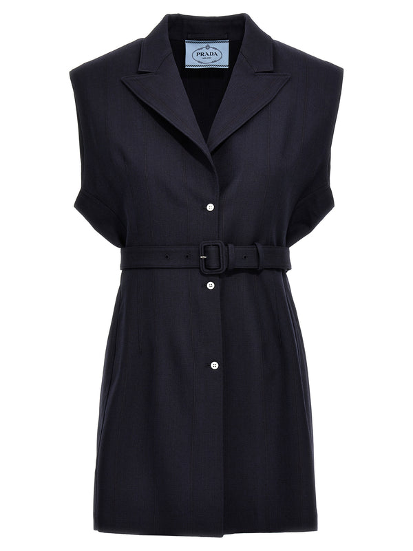 Belt Wool Vest Gilet Blu