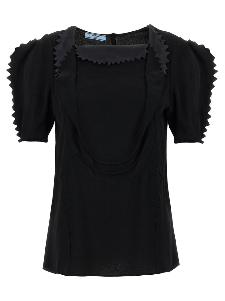 Prada Cady Crêpe Top Top - Nero | 5637a5856862dc59402f213a6f7e0b821b028ff9