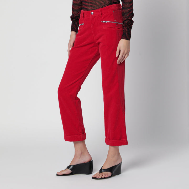 Isabel Marant Rote Revene Cropped Hose aus Cord