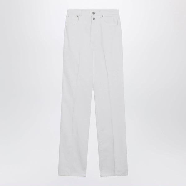 High-Waisted Straight-Leg Jeans With Belt In White Denim