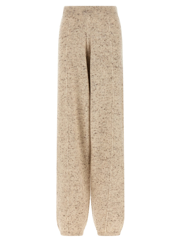 Buttoned Yarn Pantaloni Beige