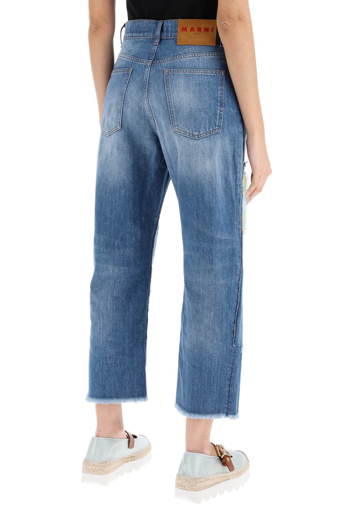 Jeans Cropped Con Inserti In Mohair