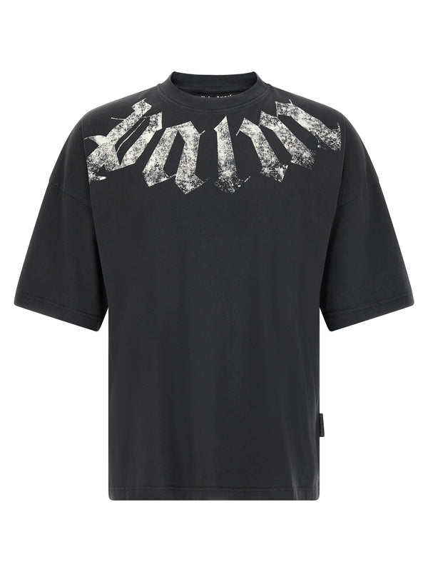 Craquelé Gothic Print T Shirt Nero