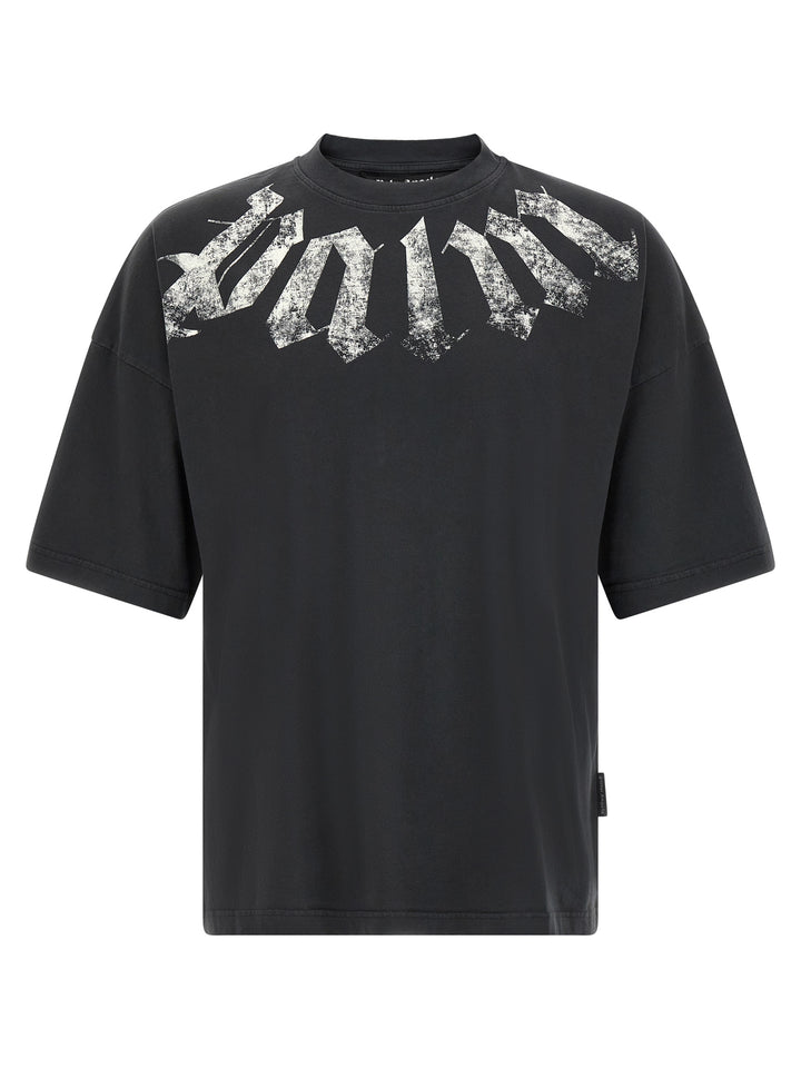 Palm Angels Craquelé Gothic Print T shirt - Nero | 6af8ecdf7332380b745ba245321a03d4a2d1670b