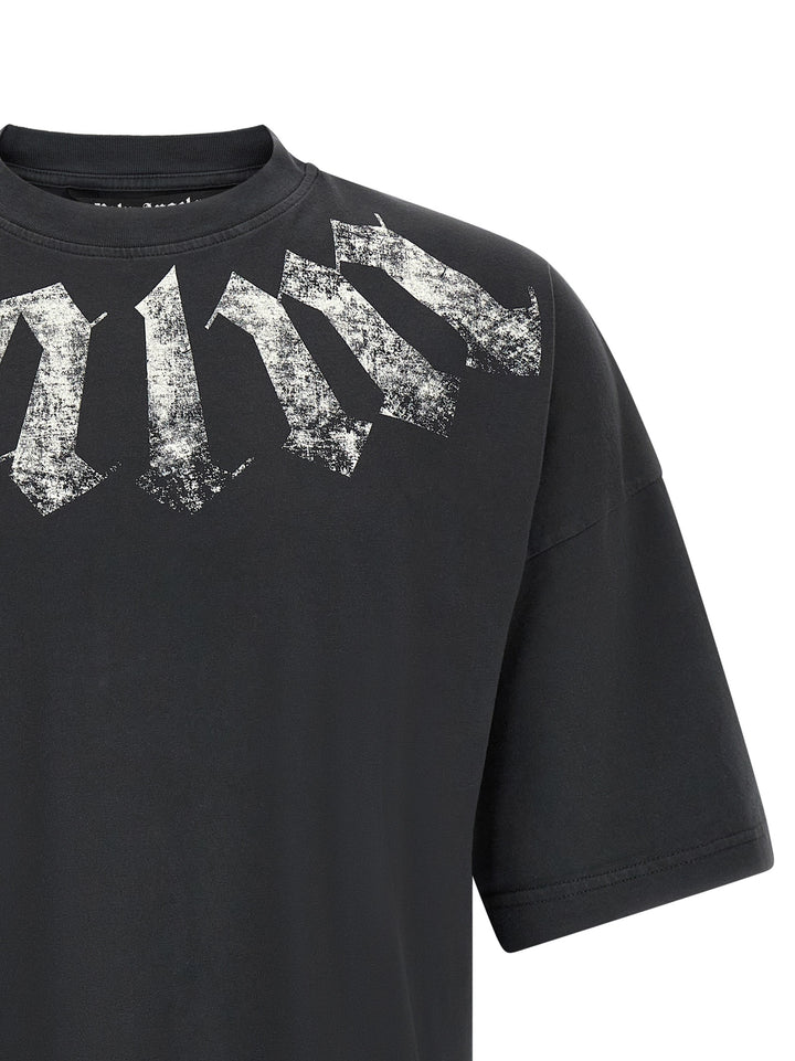 Palm Angels Craquelé Gothic Print T shirt - Nero | 30a21df3cfc97cd21c38484fd3611811dfd5a109